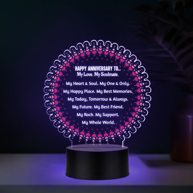 Couples Led Night Lamp Gift Item for Wedding, Anniversary, Birthday & Valentine's Day Romantic Gift for Couples Multicolored Light (My Soulmate)